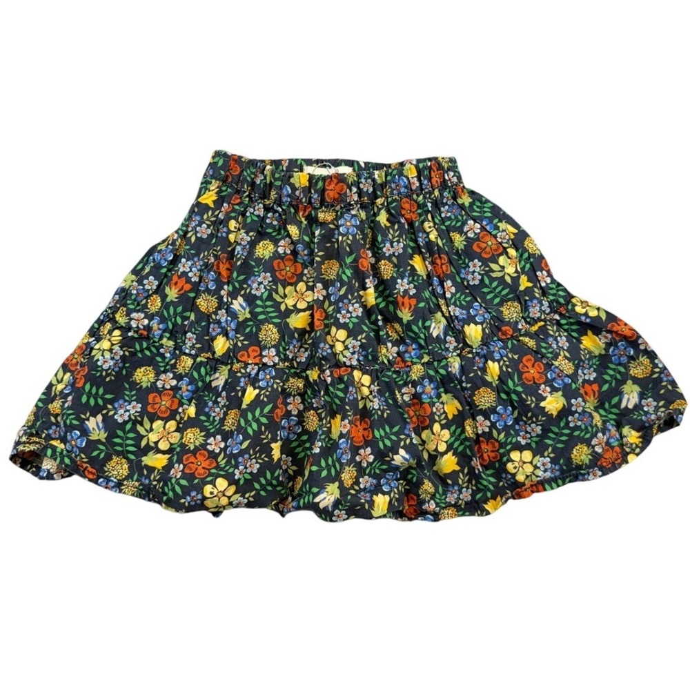 Peek Kids Girls Floral Tiered Cotton Skirt Multicolor‎ Navy XS 2-3